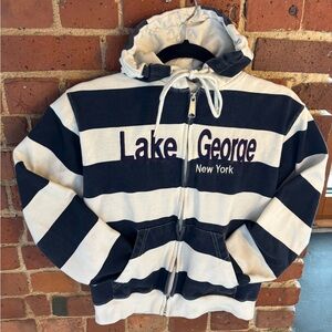 Vintage Lake George New York Striped Hoodie